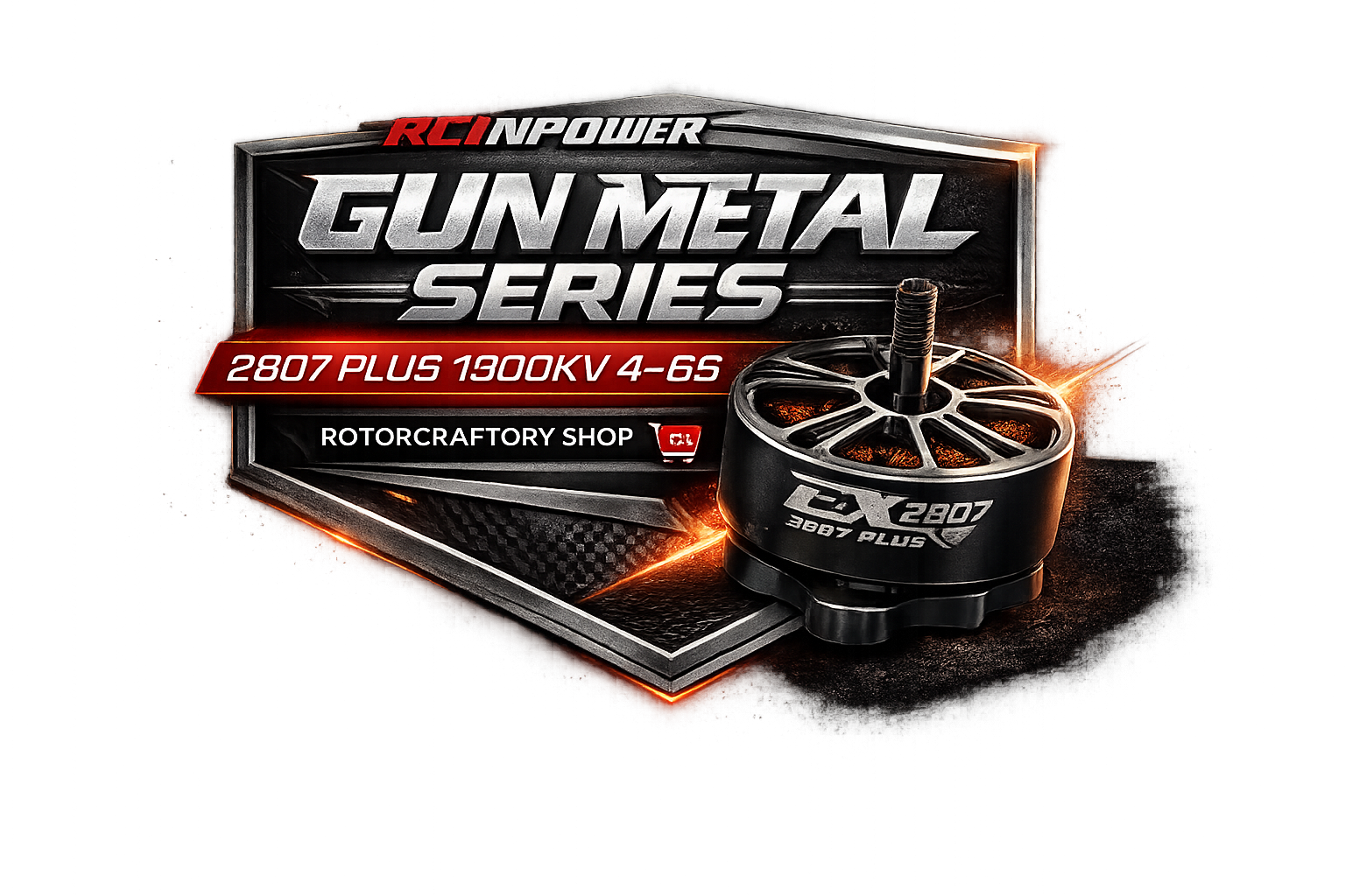 RCINPOWER EX2807 PLUS 1300KV 4–6S Brushless Motor – Gun Metal Edition